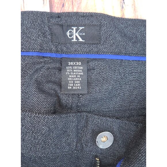 Calvin Klein Mens Black Stretch Slim Fit Pants Size 36x30 NWT Cotton Blend - Picture 5 of 10